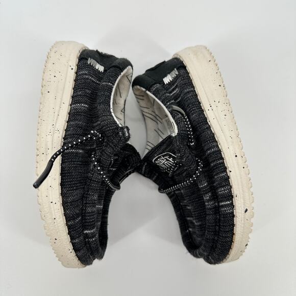 Hey Dude Wally Toddler Stretch Black White Slip On Lightweight Sneaker K7 - Picture 4 of 11